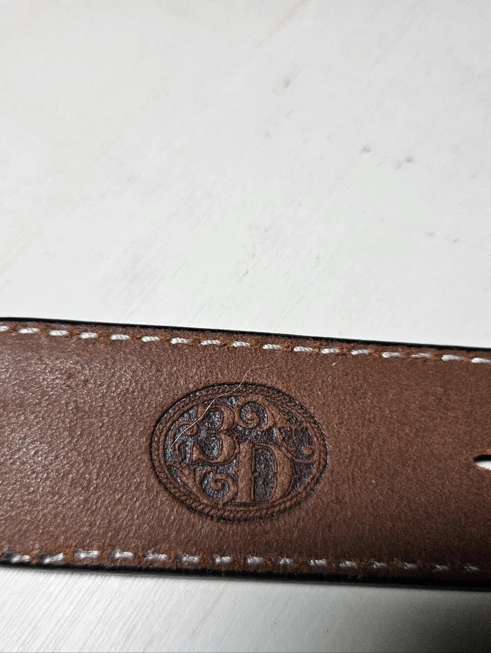 3D Belt Co. Men's Floral Tooled Buckstitch Leather Western Belt - NWOT Size 38